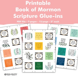 Printable Book of Mormon Scripture Glue-ins 2024 Come Follow Me Study The Church of Jesus Christ of Latter Day Saints LDS Scriptures PDF