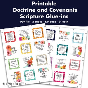 Printable Doctrine and Covenants Scripture Glue-ins 2021 Come Follow Me D&C Study The Church of Jesus Christ of Latter Day Saints LDS