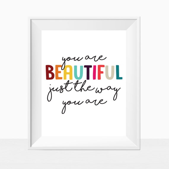 Printable Quote You Are Beautiful Just The Way You Are Colorful Bathroom Wall Art Home Decor Print Instant Download Rainbow By Studio De L Amour Catch My Party