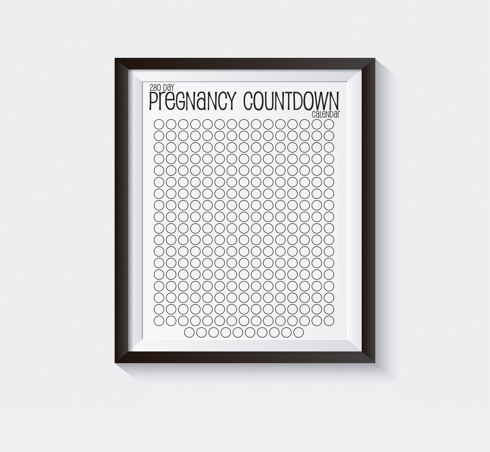 Printable Pregnancy Countdown Calendar, 280 Days, 9 Month, Maternity ...