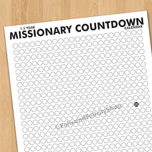 LDS Mission 18 Month Missionary Countdown Calendar Printable, LDS Missionary, Sister Missionary, LDS Mission Printables, Missionary Mom Gift