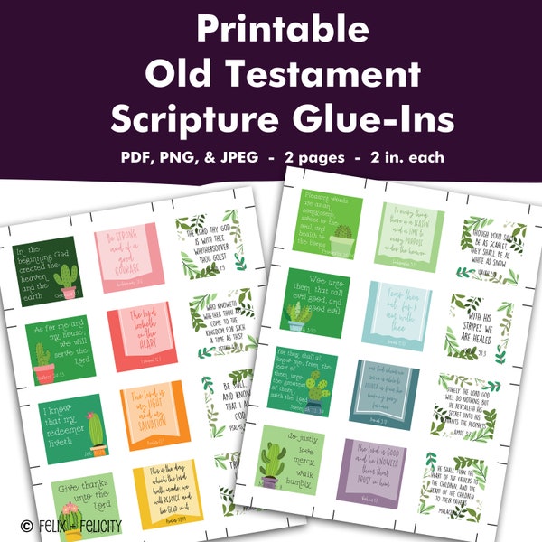 Printable Old Testament Bible Verse Scripture Glue-ins 2022 Come Follow Me Study The Church of Jesus Christ of Latter Day Saints LDS