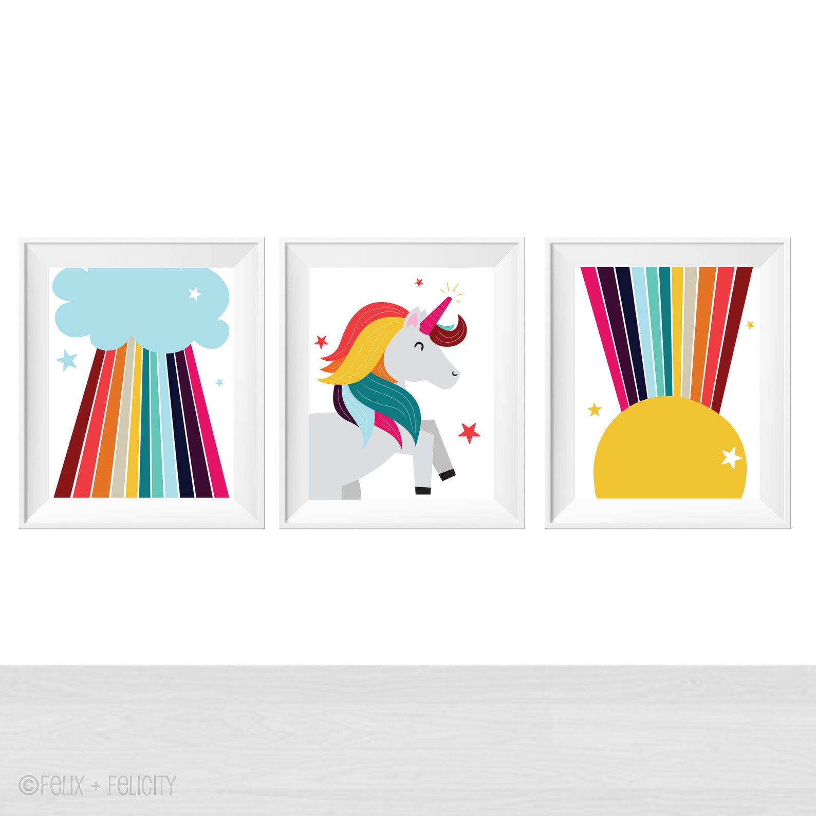 Printable Unicorn Wall Art Girl Room Unicorns Theme Decor | Etsy