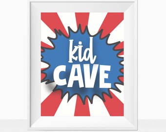 Printable Superhero Quote, Kid Cave, Toddler Baby Boy Hero Nursery, Boys Bedroom Wall Art Decor Print, Kids Theme Ideas, Instant Download