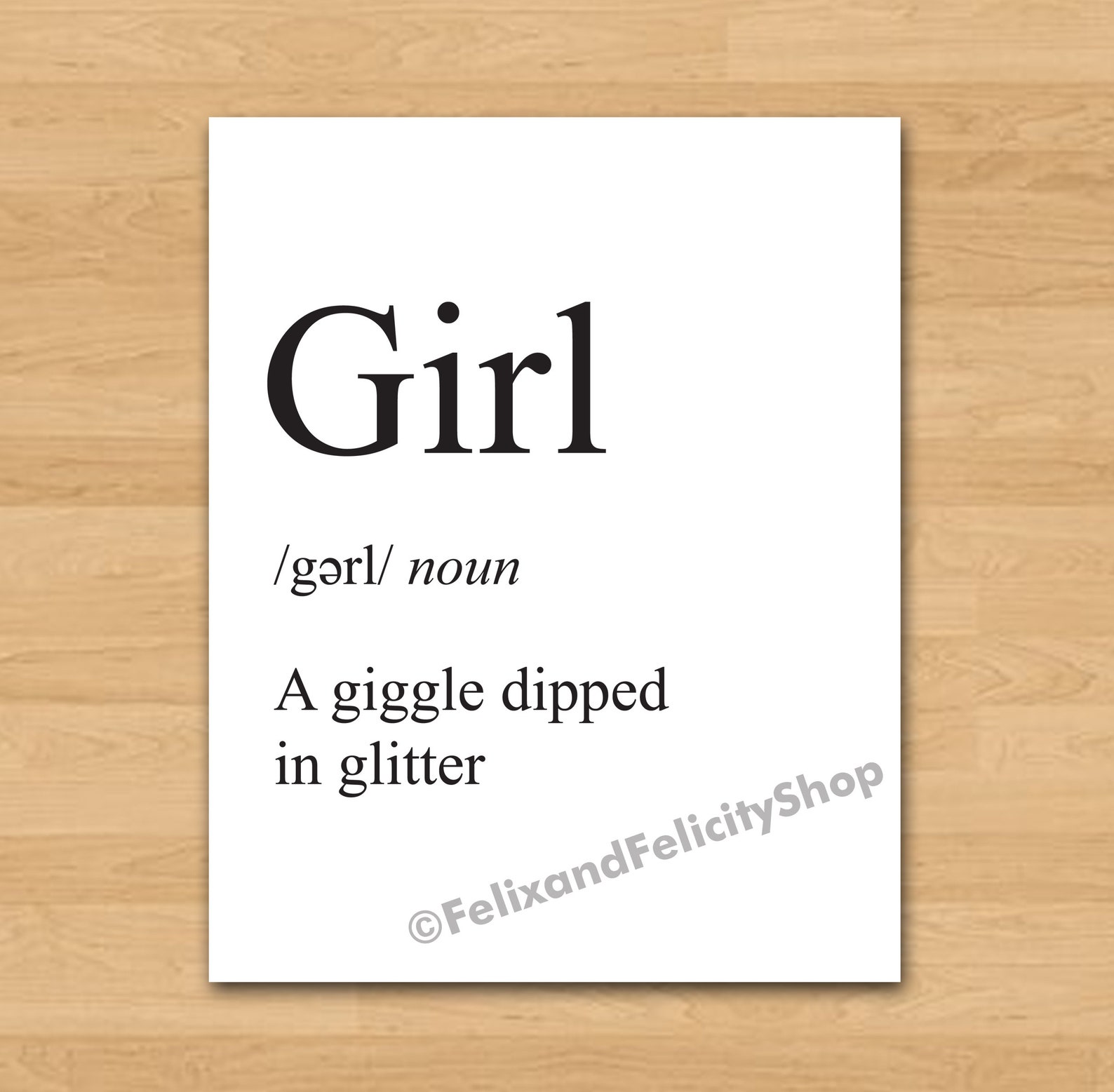 Printable Girl Dictionary Definition Print Baby Girl Nursery Etsy