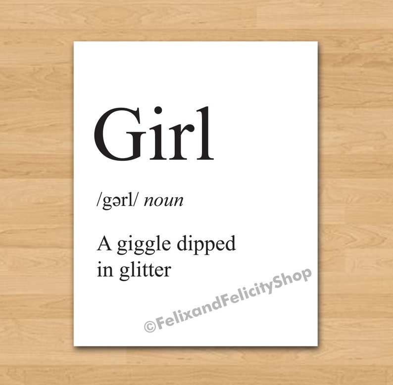 Printable Girl Dictionary Definition Print Baby Girl Nursery Etsy