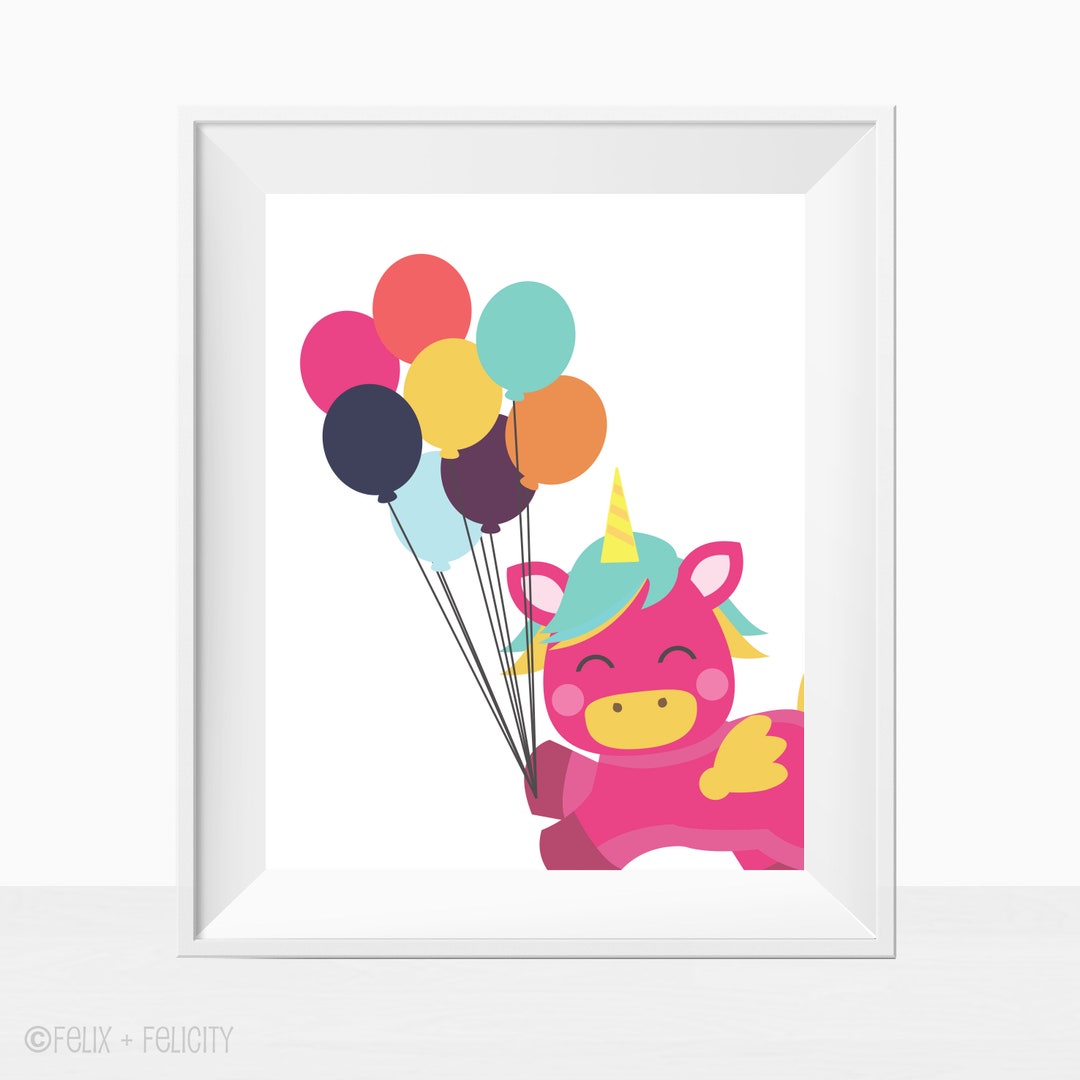 Printable Unicorn Wall Art, Girl Room Unicorns Theme Decor, Baby Girls ...