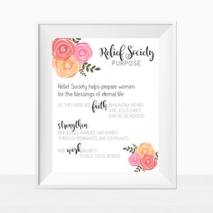 Printable, LDS, Relief Society, Relief Society Purpose, Statement ...