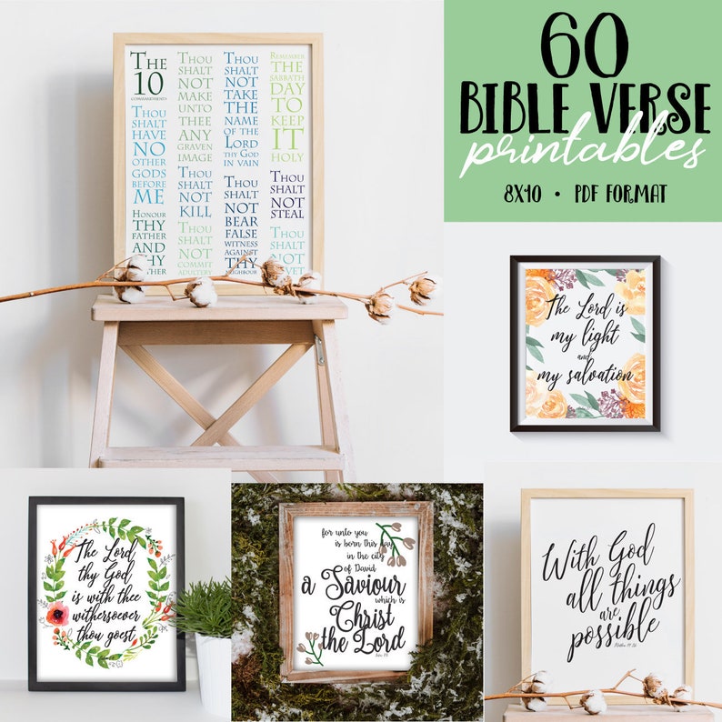 60 Bible Verse Quotes and Scripture Printables Printable | Etsy
