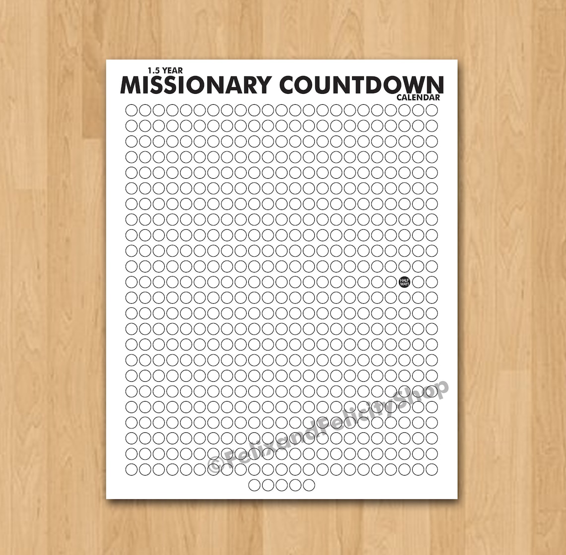 LDS Mission 18 Month Missionary Countdown Calendar Printable - Etsy