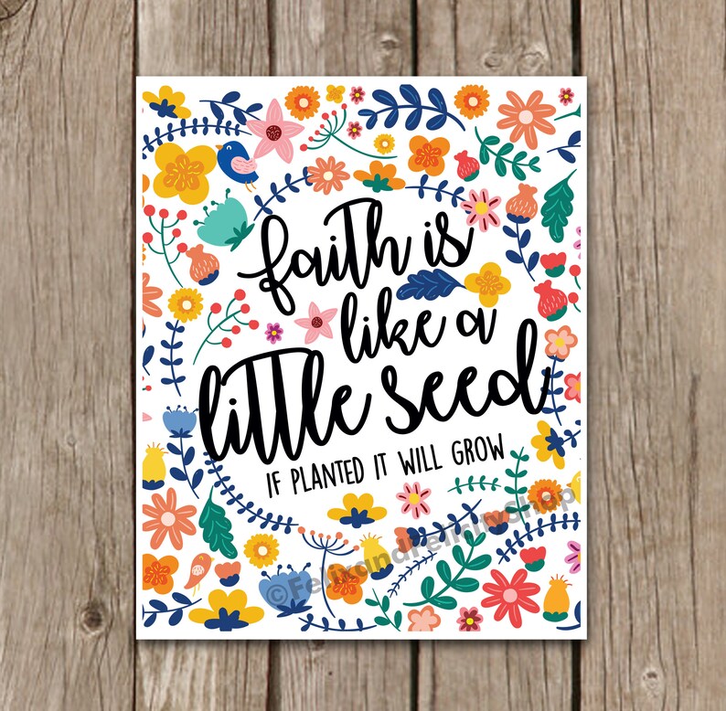 Printable Faith is Like a Little Seed Primary LDS Song Lyric | Etsy