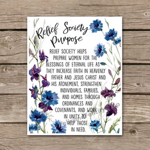 Printable LDS Relief Society Purpose Statement 8x10 or 11x14 Church ...