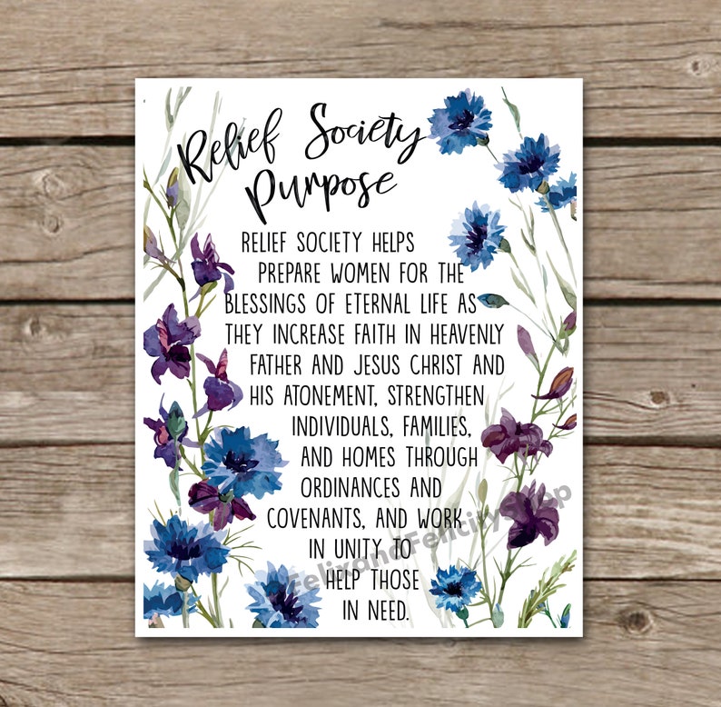 Printable LDS Relief Society Purpose Statement 8x10 or 11x14 | Etsy