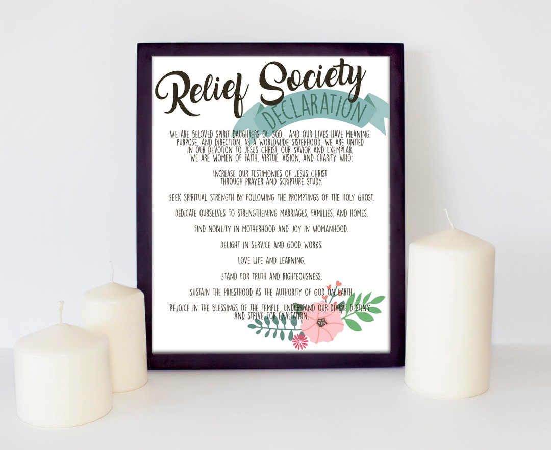 Printable LDS Relief Society Declaration Printable 11x14, 8x10 and 4 ...