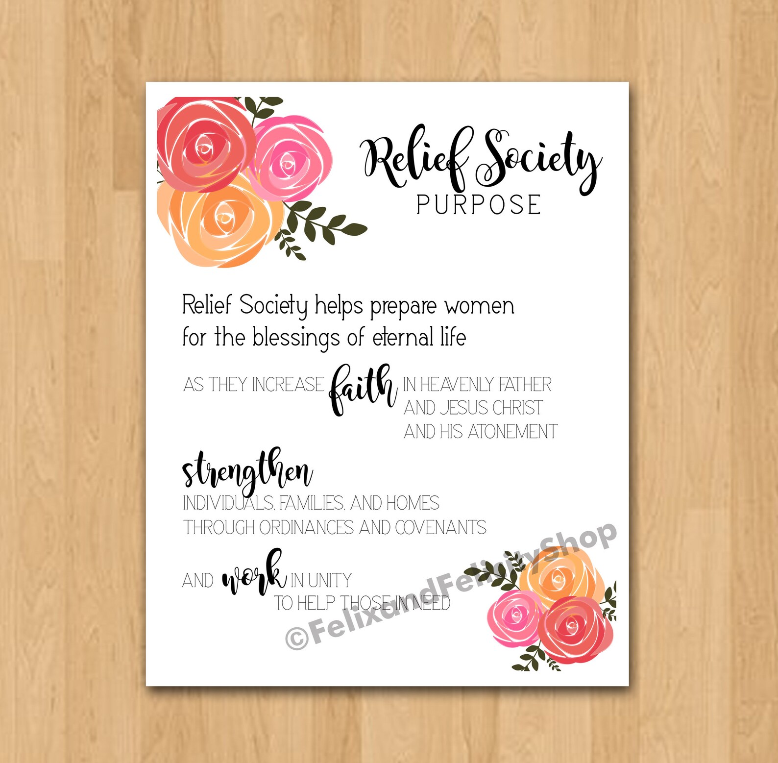 Printable LDS Relief Society Relief Society Purpose | Etsy