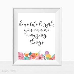 Printable Baby Girl Nursery Wall Art Quote Floral Print - Etsy