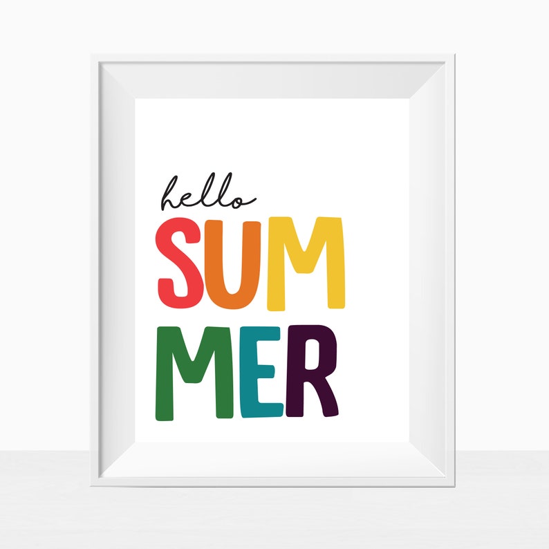 Printable Hello Summer Rainbow Wall Art Colorful Home Decor - Etsy