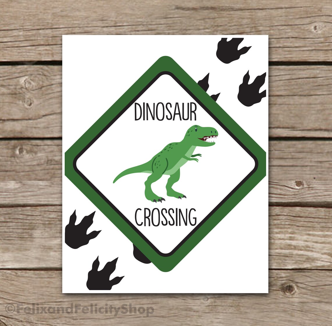 Printable Dinosaur Crossing Sign Wall Art Baby Boy Nursery | Etsy