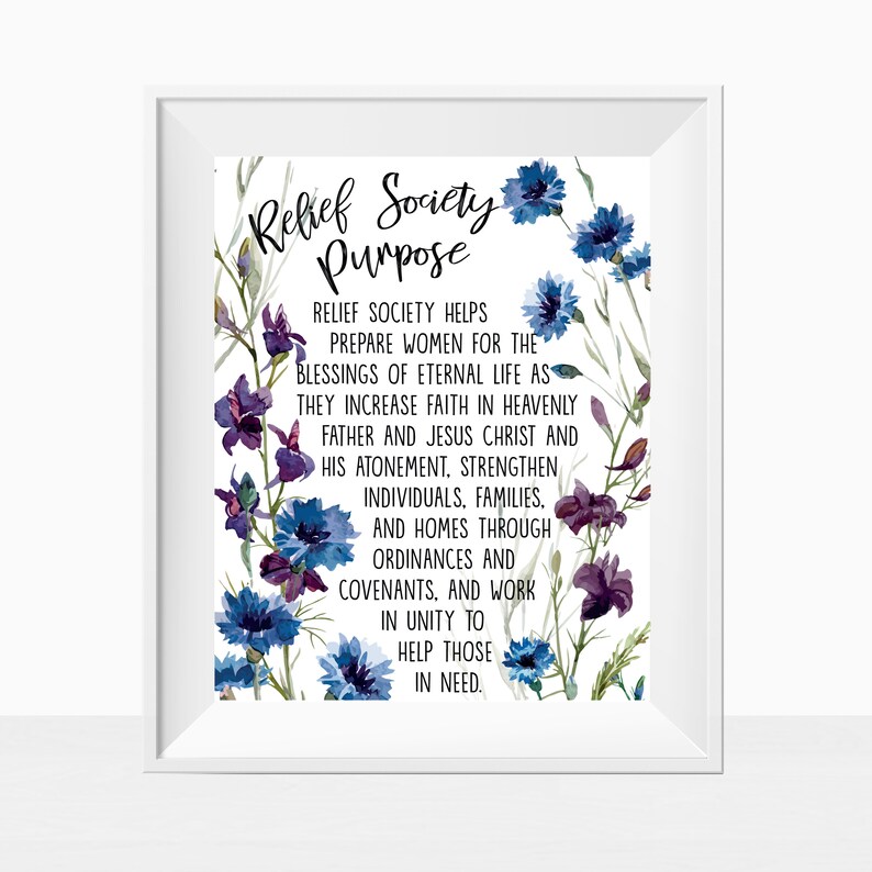 Printable LDS Relief Society Purpose Statement 8x10 or 11x14 | Etsy