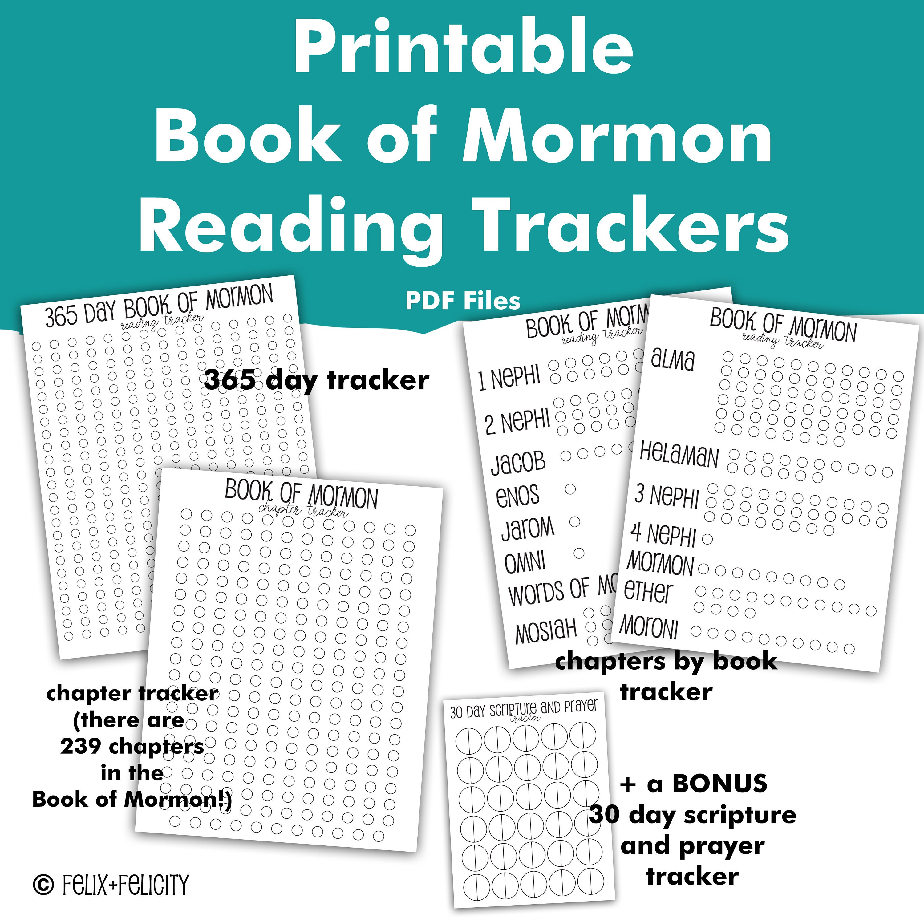 Printable Book of Mormon Scripture and Prayer Trackers Bubble Fill-in for Members of the Church ...