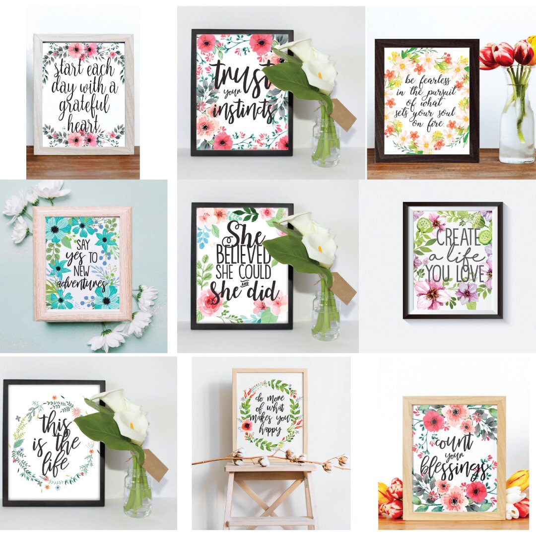 50 Printable Wall Art 8x10 Prints Home Decor Life Quotes | Etsy