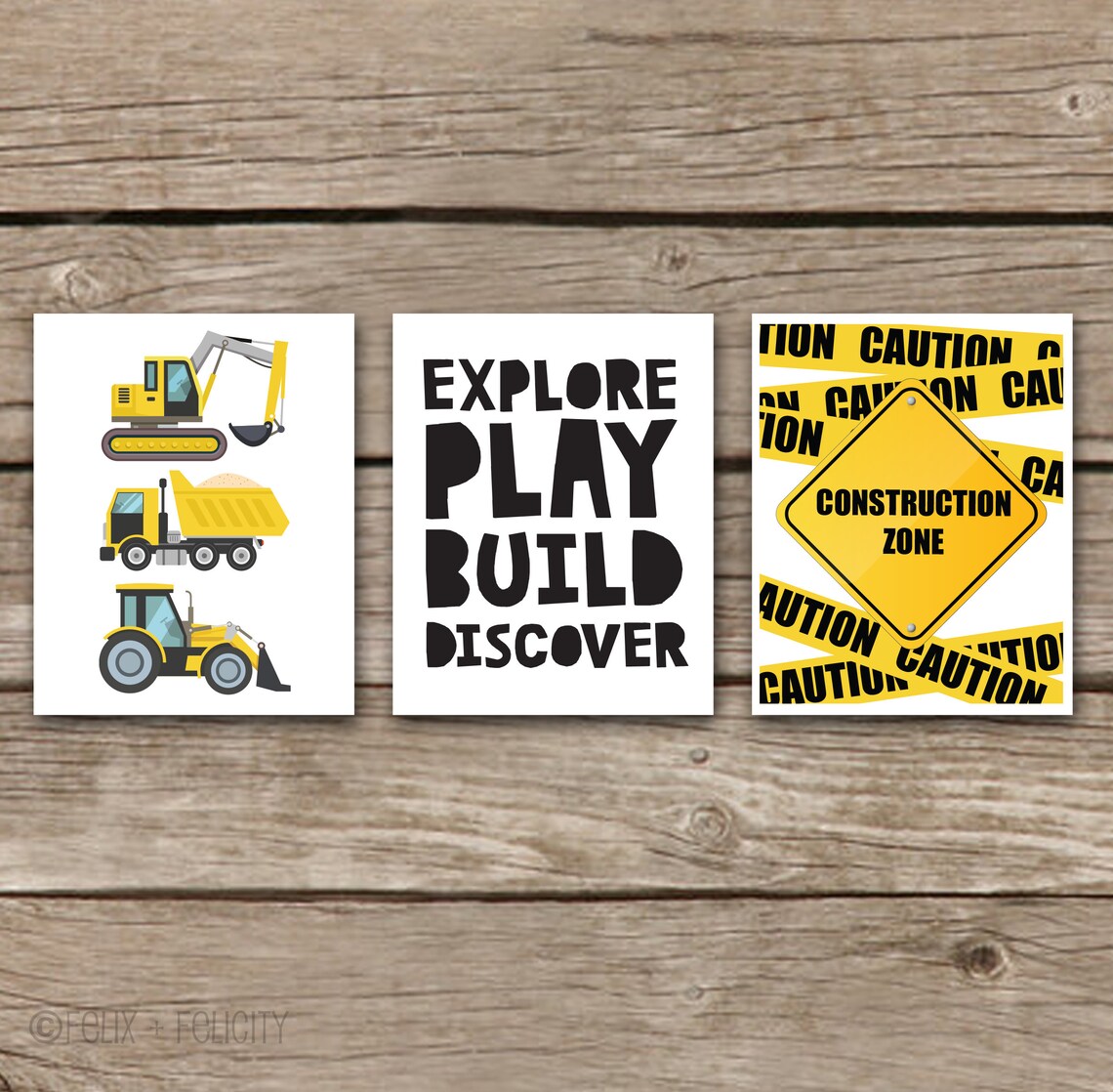 Printable Construction Zone Kids Bedroom Set of 3 Prints Boy | Etsy
