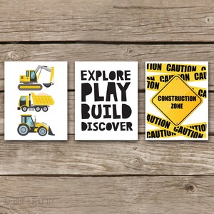 Printable Construction Zone Kids Bedroom Set of 3 Prints Boy | Etsy