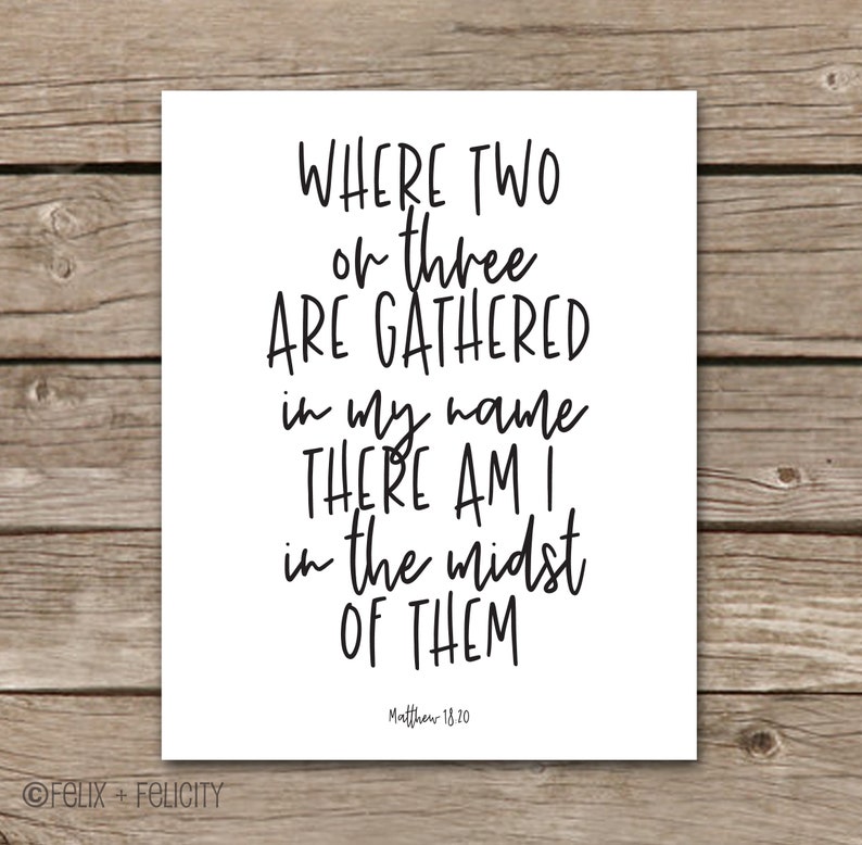 Printable KJV Bible Verse Wall Art Where 2 or 3 Are Gathered Etsy