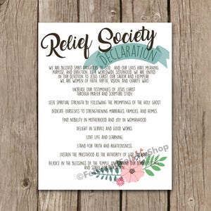 Printable LDS Relief Society Declaration Printable 11x14, 8x10 and 4 ...