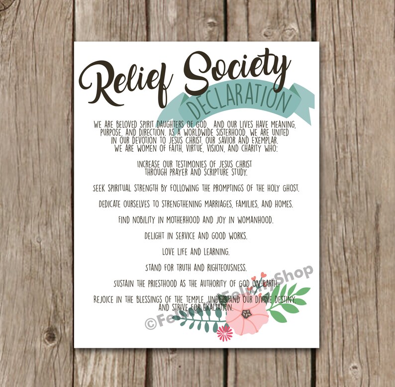 Printable LDS Relief Society Declaration Printable 11x14 8x10 | Etsy