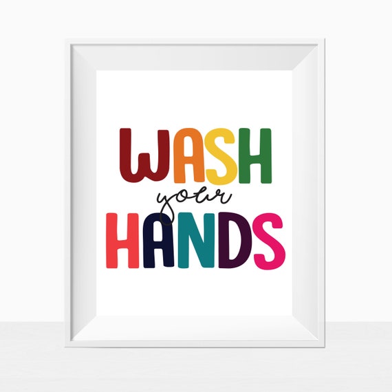 Printable Bathroom Sign - Wash Your Hands - Pop of Color Colorful Wall