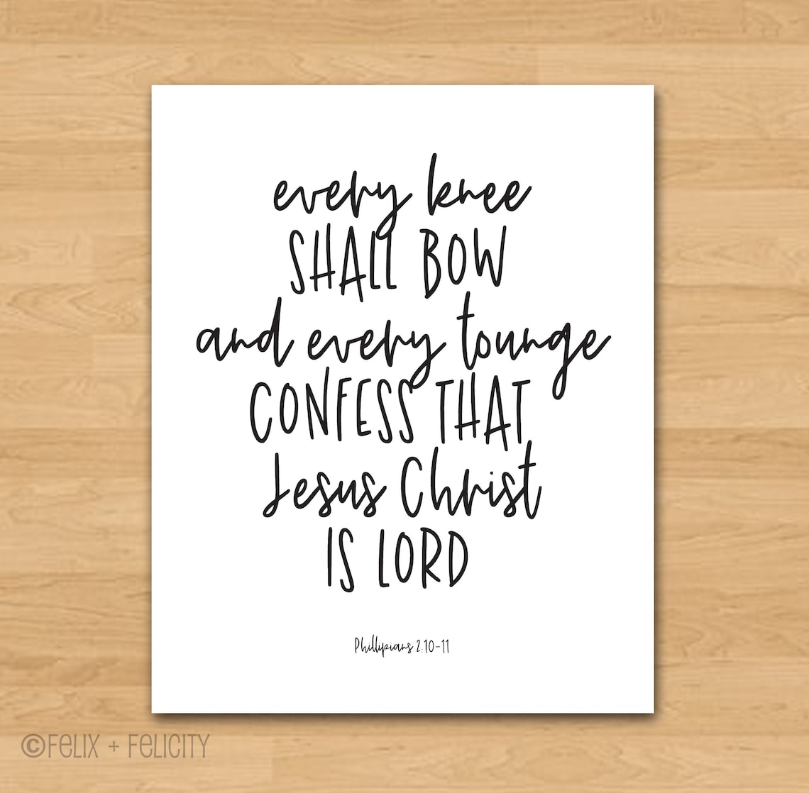 Printable KJV Bible Verse Wall Art Every Knee Shall Bow Etsy
