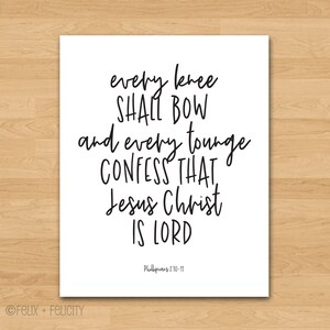 Printable KJV Bible Verse Wall Art - Every Knee Shall Bow - Religious