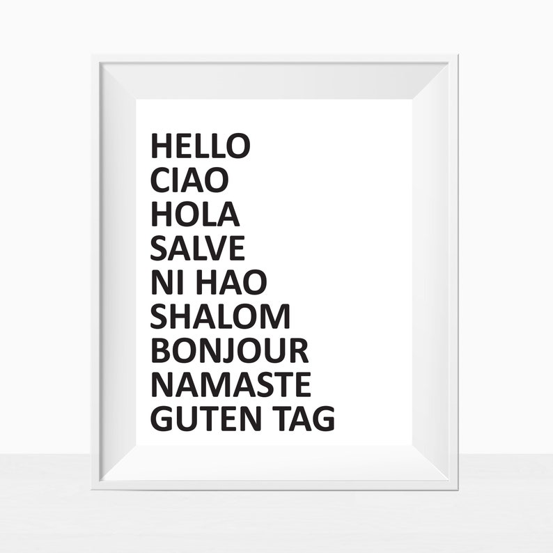 Printable Hello in Different Languages Wall Sign 8x10 Etsy