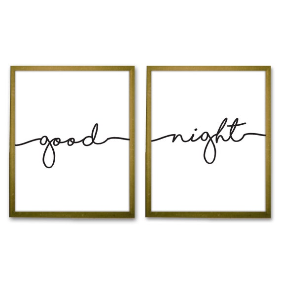 Printable Good Night Instant Download Gender Neutral Monochrome Nursery Boy of Girl Wall Art Master Bedroom Decor Room Quote Minimalist Il_570xn