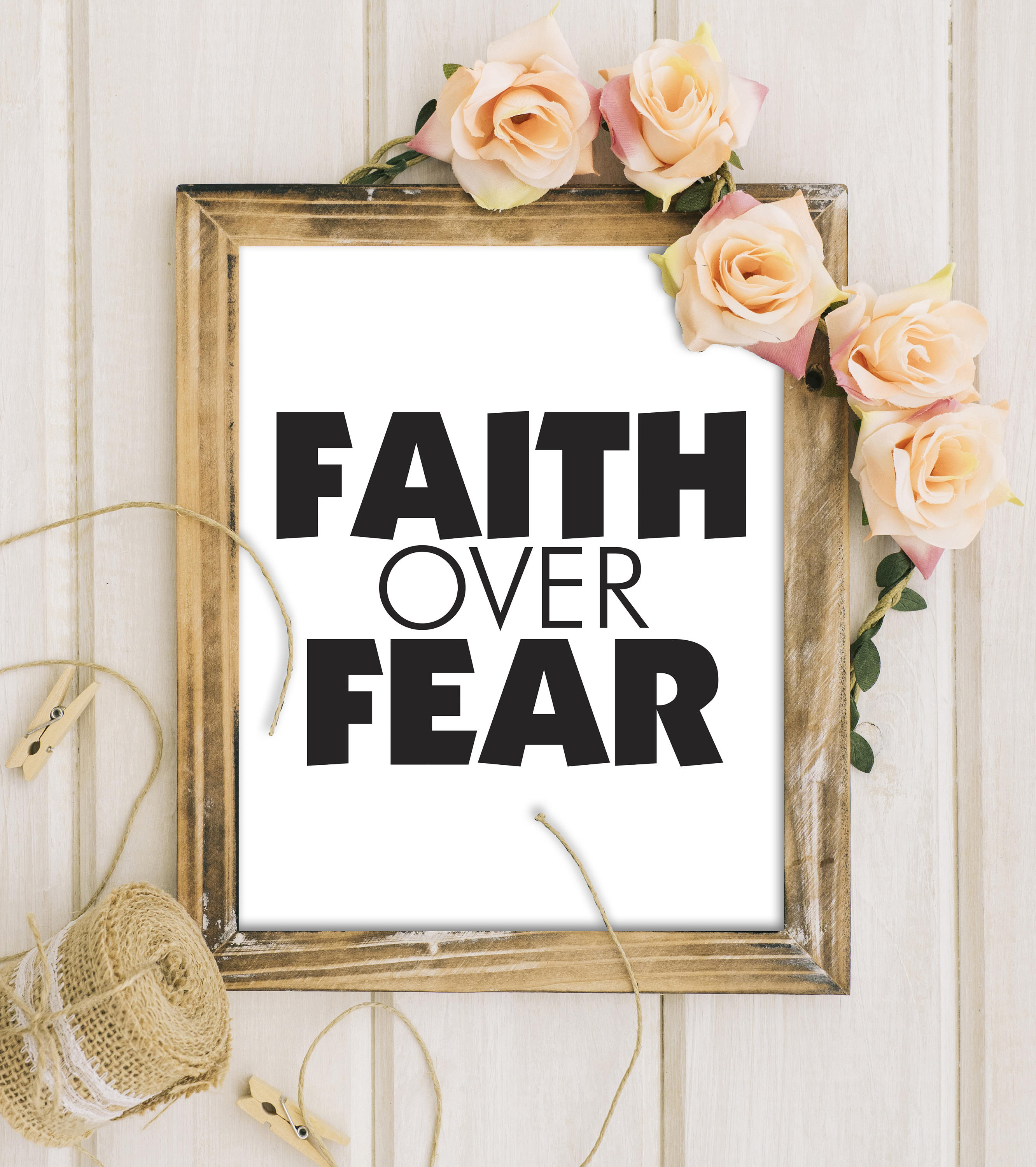 printable quote faith over fear 8x10 wall print printable