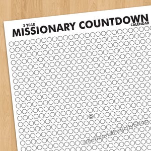 LDS Mission Printable 2 year Missionary Countdown Calendar With Marked Halfway Point, Missionary Mom, Missionary Gift, Mormon Mission image 1