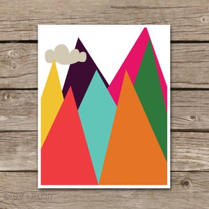 Printable Wall Art Colorful Mountains Adventure Theme Home Decor Modern Playroom Instant Download Rainbow Pattern Print Nursery image 2