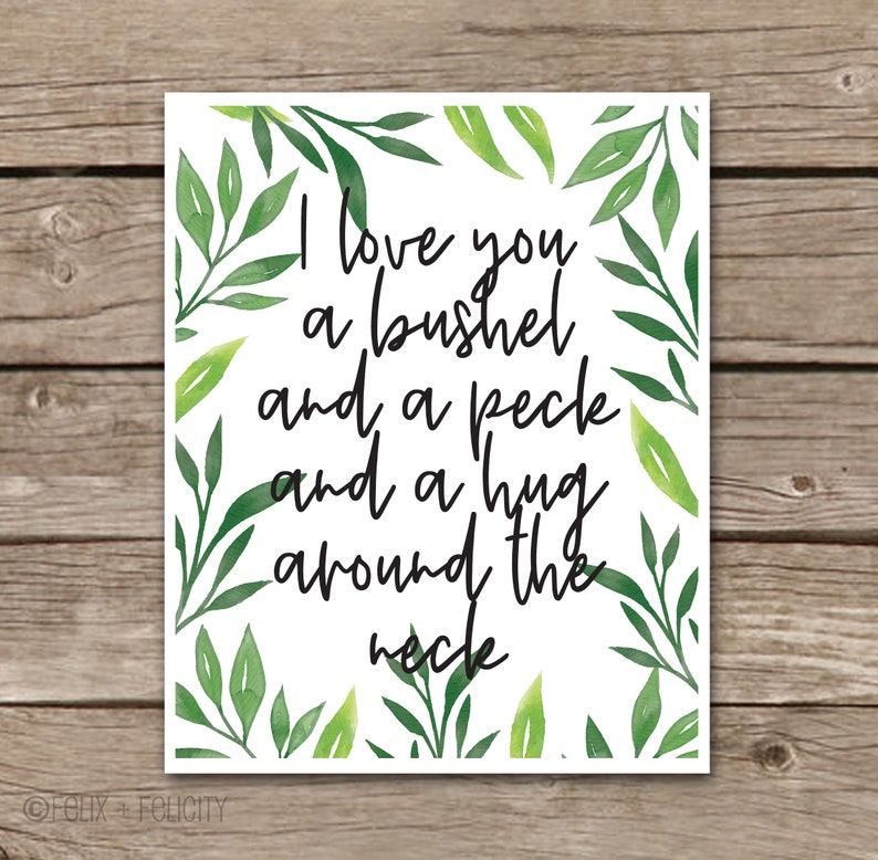 PRINTABLE I Love You A Bushel And A Peck Children s Etsy