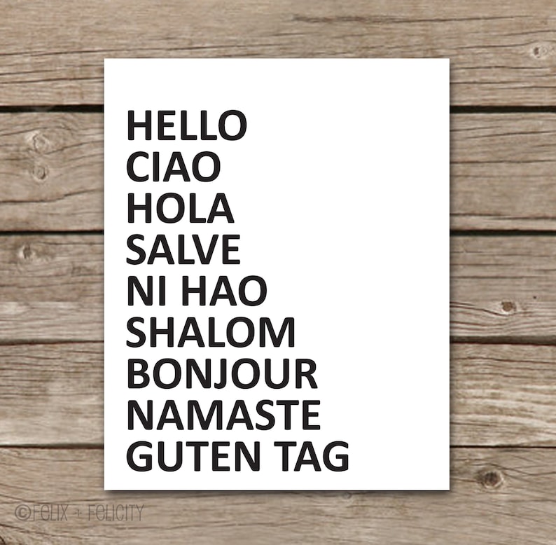 Printable Hello in Different Languages Wall Sign 8x10 Etsy