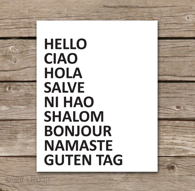 Printable Hello in Different Languages Wall Sign 8x10 | Etsy
