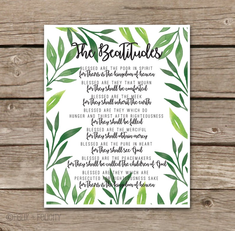 Printable Bible Verse Wall Art the Beatitudes - Etsy