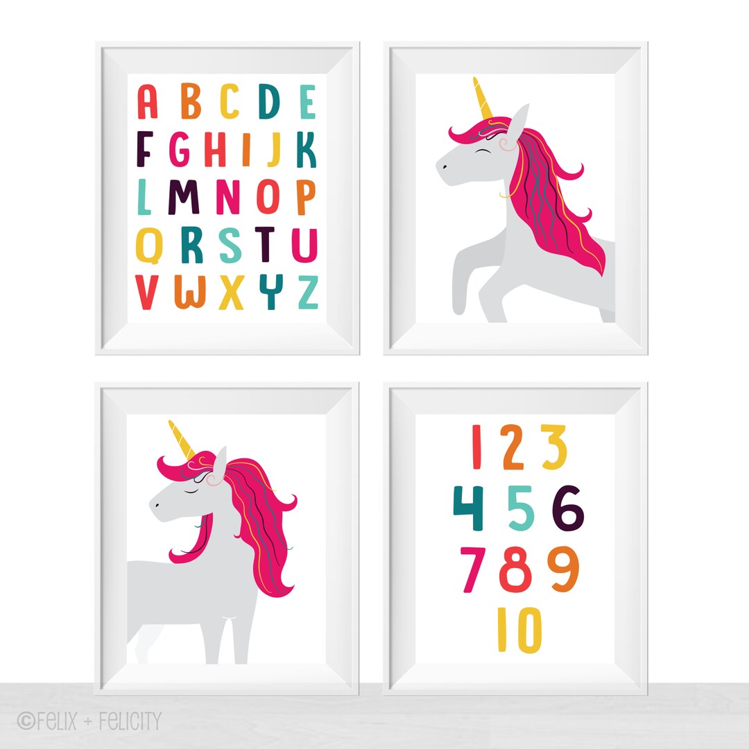 Printable Unicorn Wall Art Girl Room Unicorns Theme Decor - Etsy
