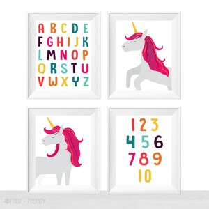 Printable Unicorn Wall Art Girl Room Unicorns Theme Decor - Etsy