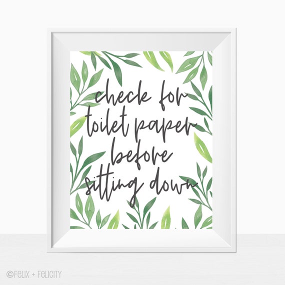 Printable Wall Art Quote "Check For Toilet Paper Before Sitting Down" Funny Bathroom Decor Sign 8x10 Print - Modern Minimalist Farmhouse Il_570xn