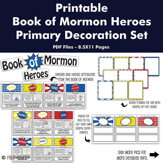 Printable Book Of Mormon Hero Primary Room Bulletin Board Come Follow Me Decoration Kit The Church Of Jesus Christ Of Latter Day Saints Lds