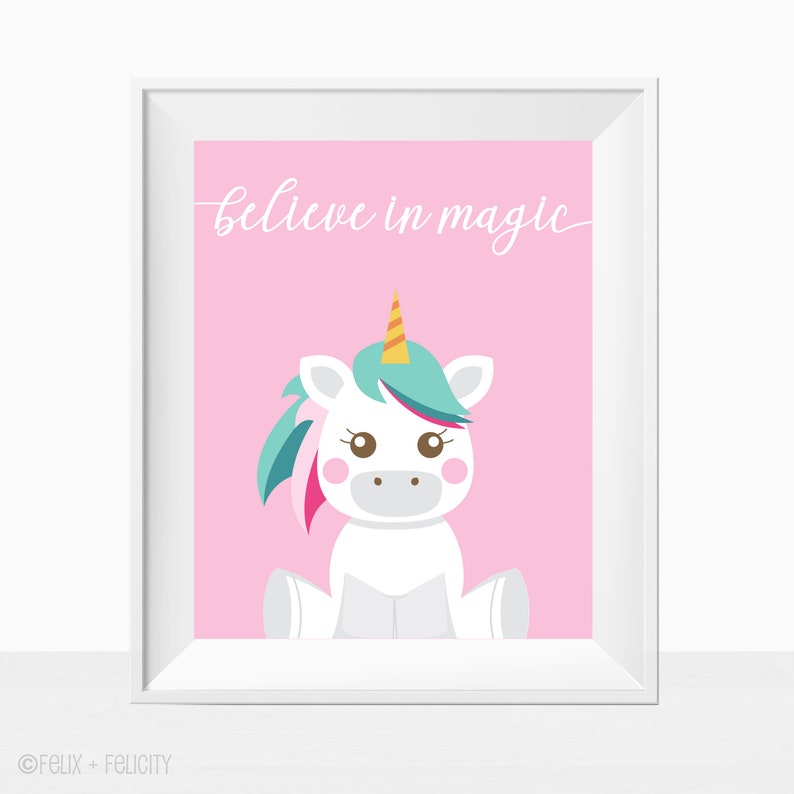Printable Unicorn Wall Art Girl Room Unicorns Theme Decor Etsy