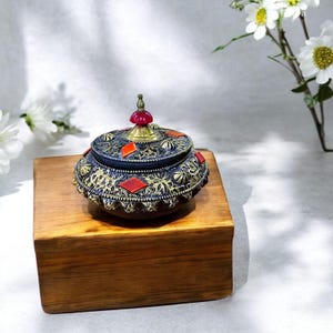 Boîte à Bijoux Artisanale en cerâmica ,Bois et Metal