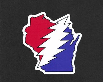 Wisconsin Steal Your State Sticker-Grateful Dead Steal Your Face themed Sticker