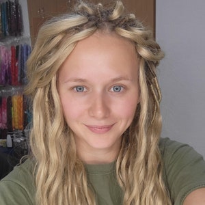 Curly Dreads, Long soft synthetic blonde waved DE curly dreadlocks, Blonde Dreadlock Extensions - 60cm Long Synthetic Dread Curls